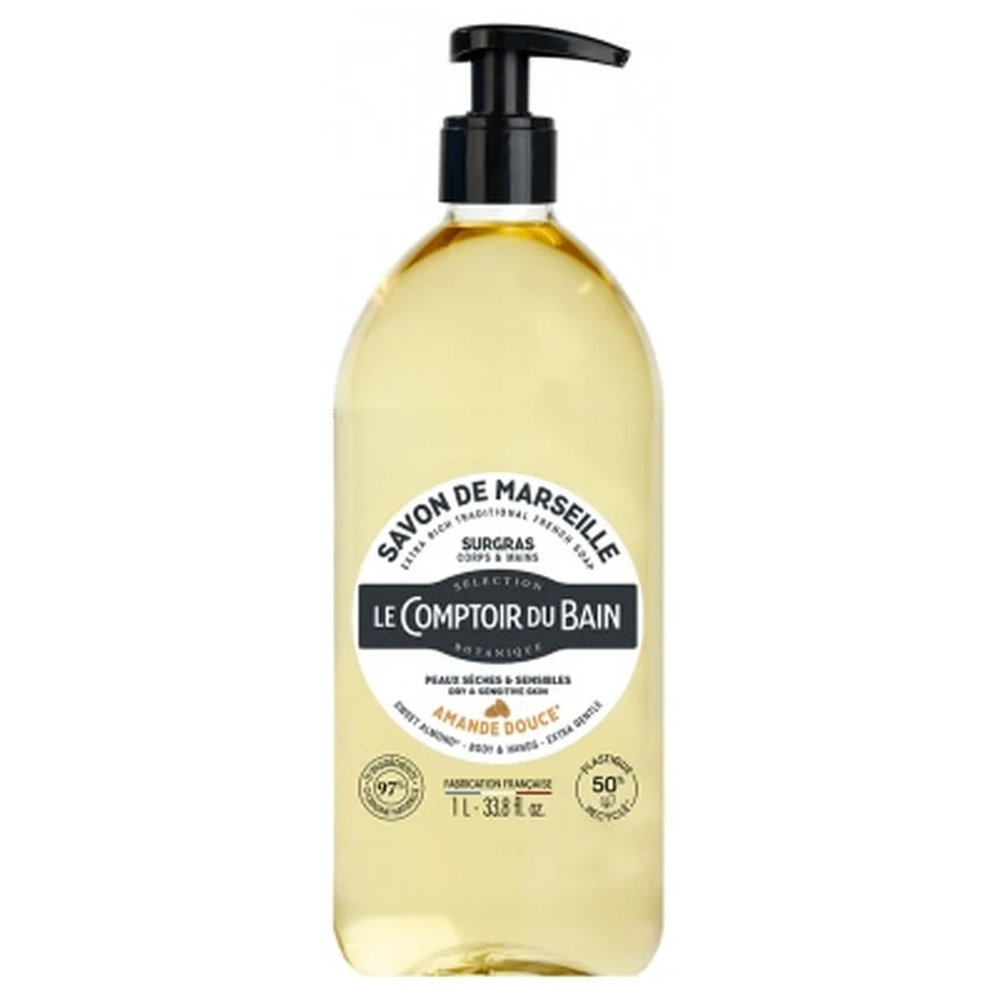 Le Comptoir du Bain, sapone di Marsiglia, mandorla dolce, extra-idratante, 1 L
