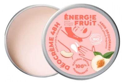 Energie Fruit Déocrème 48H Biologische geur van witte perzik 45 g