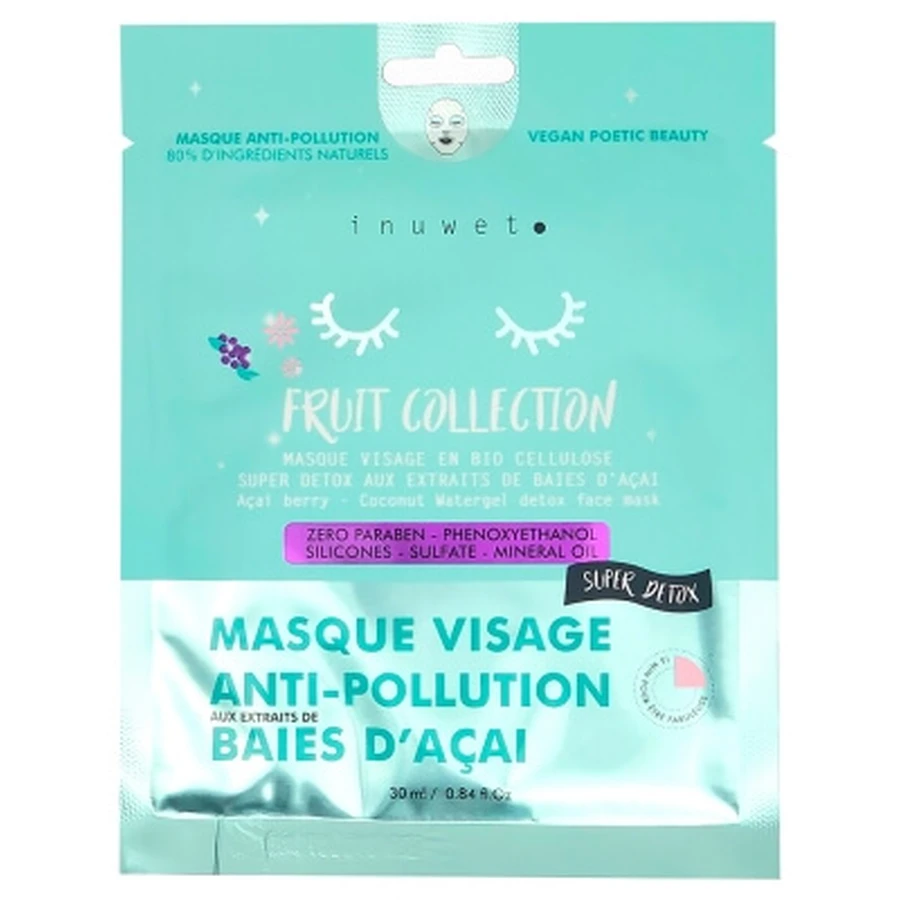Inuwet Fruit Collection – maseczka przeciw zanieczyszczeniom z jagodami acai, 30 ml: ceny i cechy
