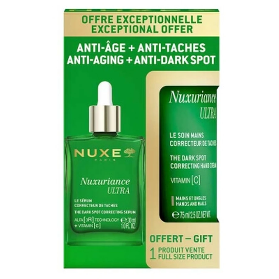 Nuxe Nuxuriance Ultra: Serul corector pentru pete 30 ml + Crema de mâini corectoare pentru pete 75 ml cadou