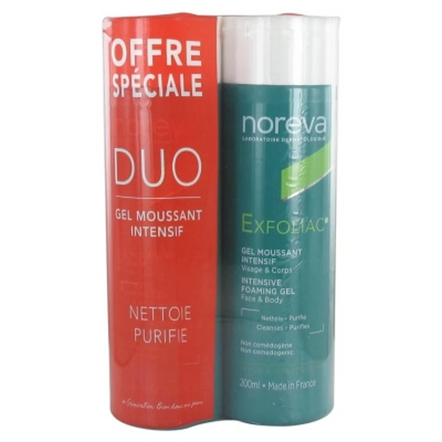 Noreva Exfoliac Intensieve Schuimgel, 2-pack (elk 200 ml)