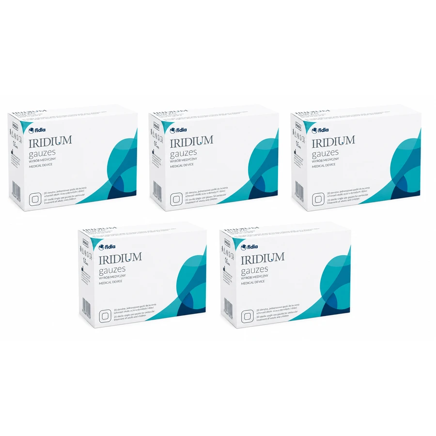 Claveles Iridium, 5 x 20 compresas estériles para el tratamiento de afecciones oculares