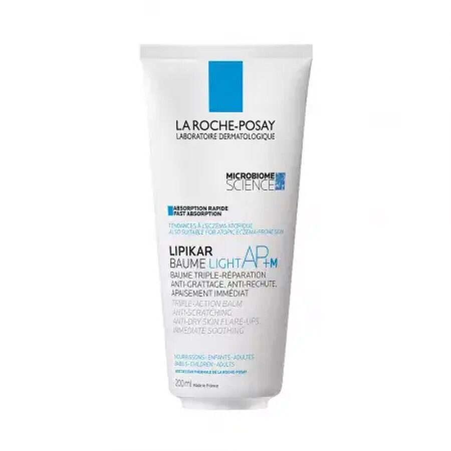 La Roche-Posay Lipikar Baume Light AP+M Balsam mit dreifacher Wirkung gegen trockene Hautstellen, 200 ml