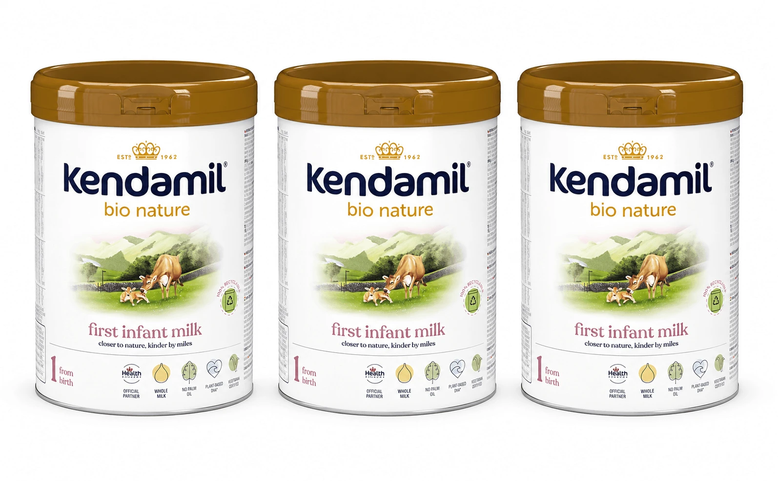 Kendamil Bio Nature zuigelingenvoeding, vanaf de geboorte, 3 x 800 g