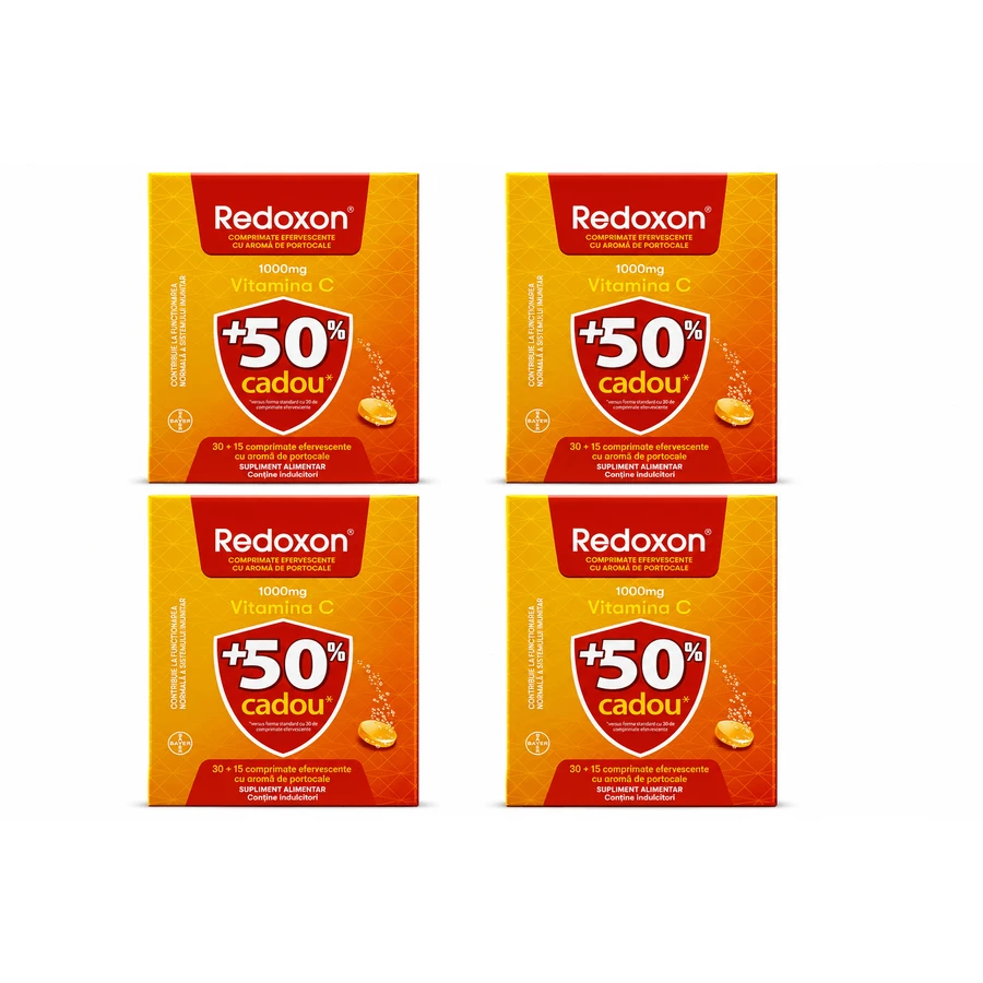 Redoxon mit Vitamin C, 1000 mg, 4 x 45 Brausetabletten, Orange, Bayer