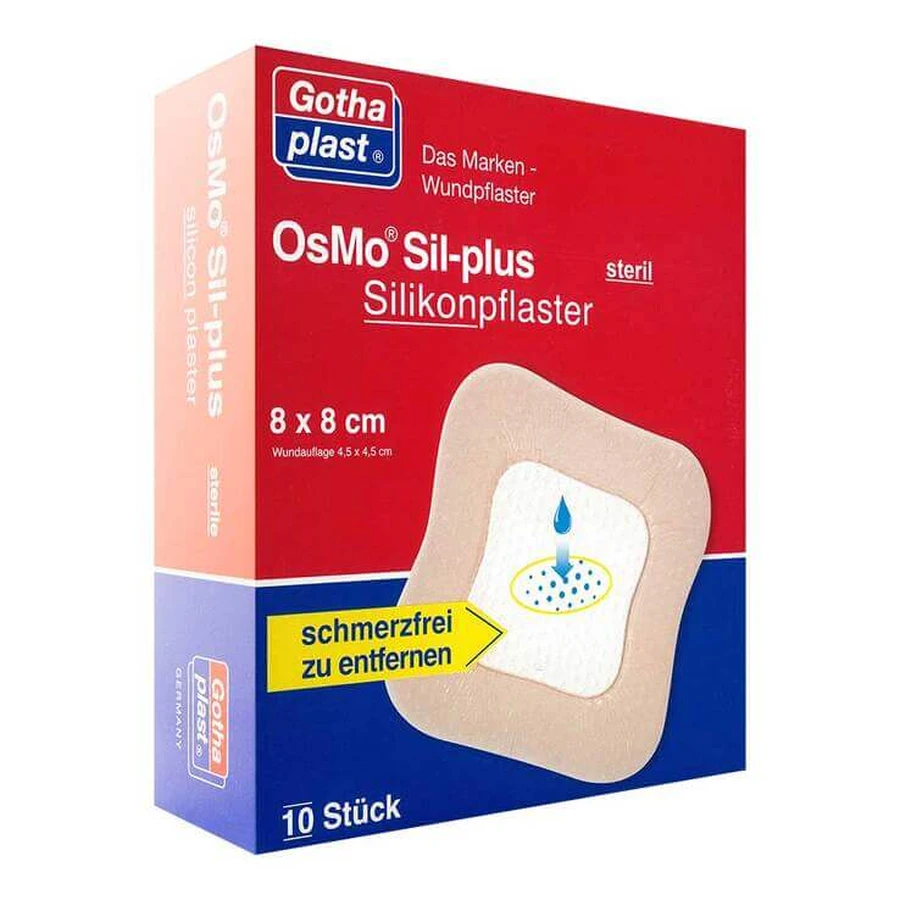 Osmo Sil-plus Silikonpflaster 8x8 cm steril, 1 St Pflaster