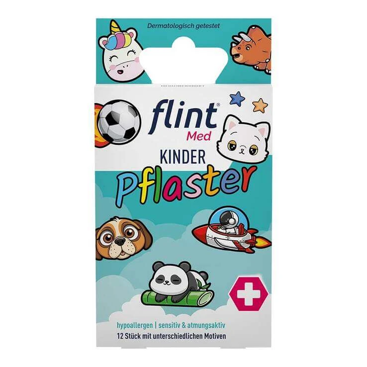 Flint Med kinderpleisters, 13 x 22 mm, hypoallergeen, voor de gevoelige huid, 12 pleisters