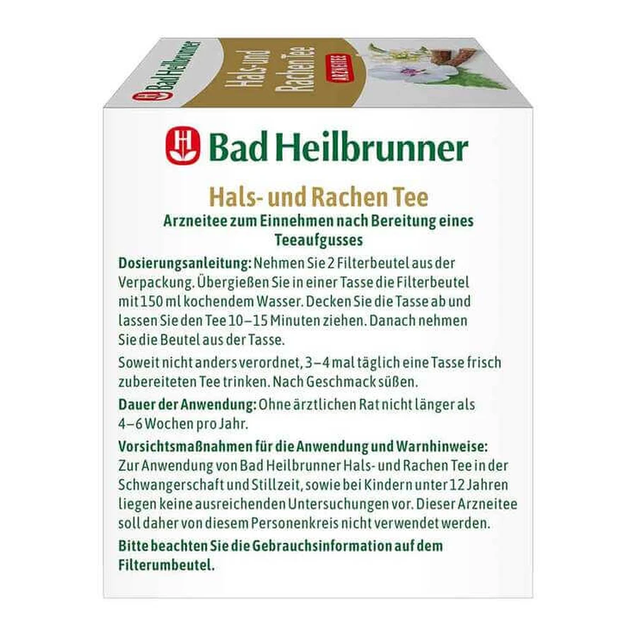 Bad Heilbrunner - Tisana per la gola, bustine da 8 x 1,75 g
