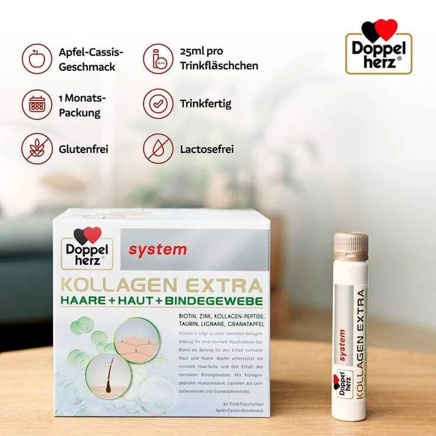 Doppelherz Collagen Extra System: ampollas bebibles, 2 x 30 ampollas bebibles
