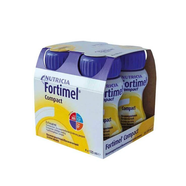 Fortimel Compact 2,4 met bananensmaak, 4 x 125 ml vloeistof