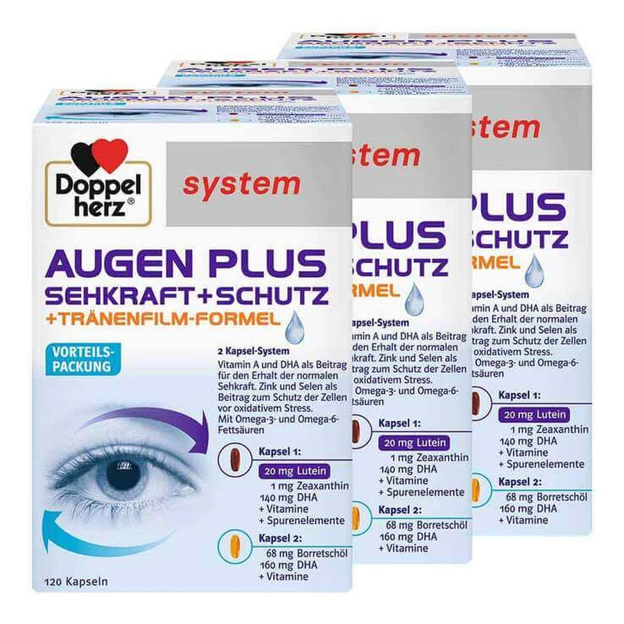 Doppelherz System Augen Plus Sehkraft+Schutz Kapseln, 3x120 St Kapseln