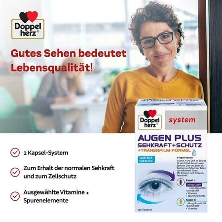 Doppelherz System Augen Plus Sehkraft+Schutz Kapseln, 3x120 St Kapseln