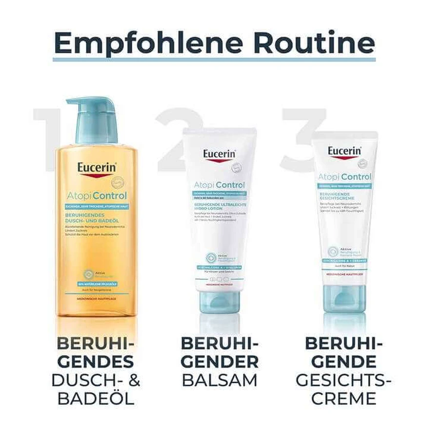 Eucerin AtopiControl Olio da doccia e da bagno, 2 x 400 ml Gel doccia