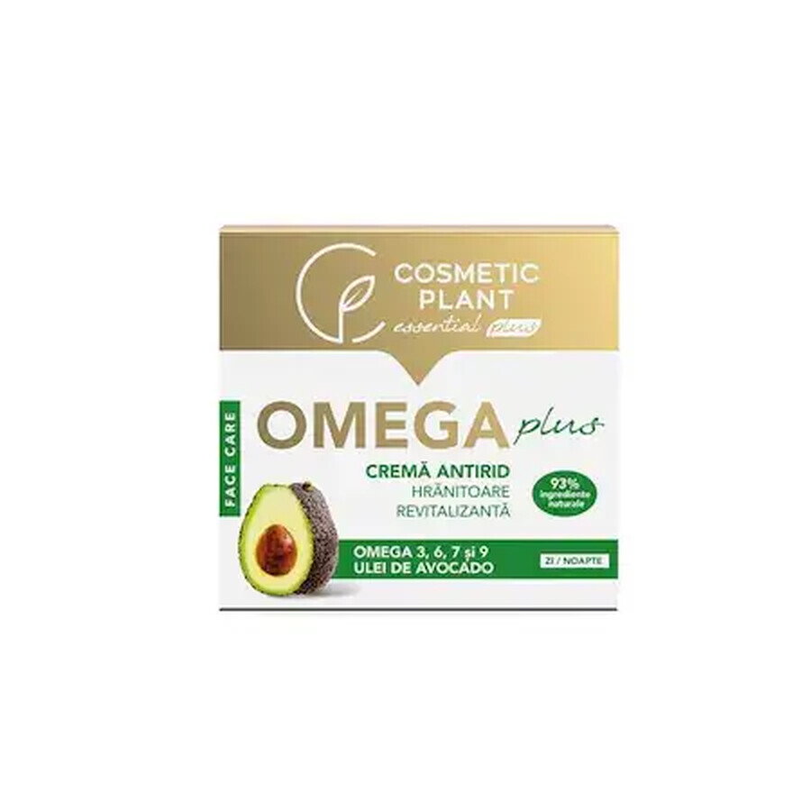 Omega Plus crema antirughe nutriente e rivitalizzante con omega 3, 6, 7, 9 e olio di avocado 50 ml, pianta cosmetica