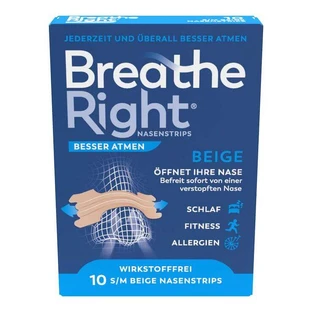 Breathe Better Breathe Right® neusstrips, standaard beige, 10 strips