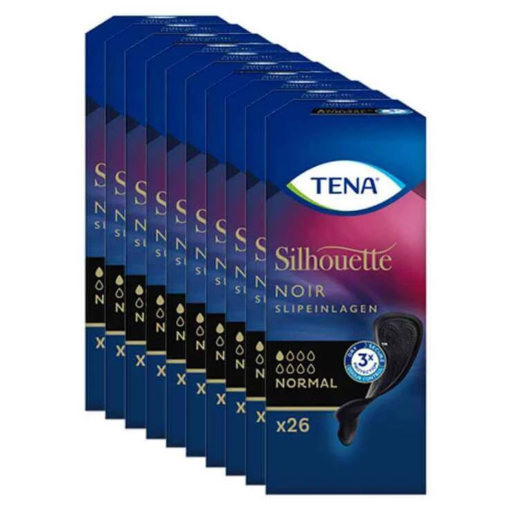 TENA® Silhouette NOIR incontinentieverbanden (Regular), 10 x 26 stuks, zolang de voorraad strekt