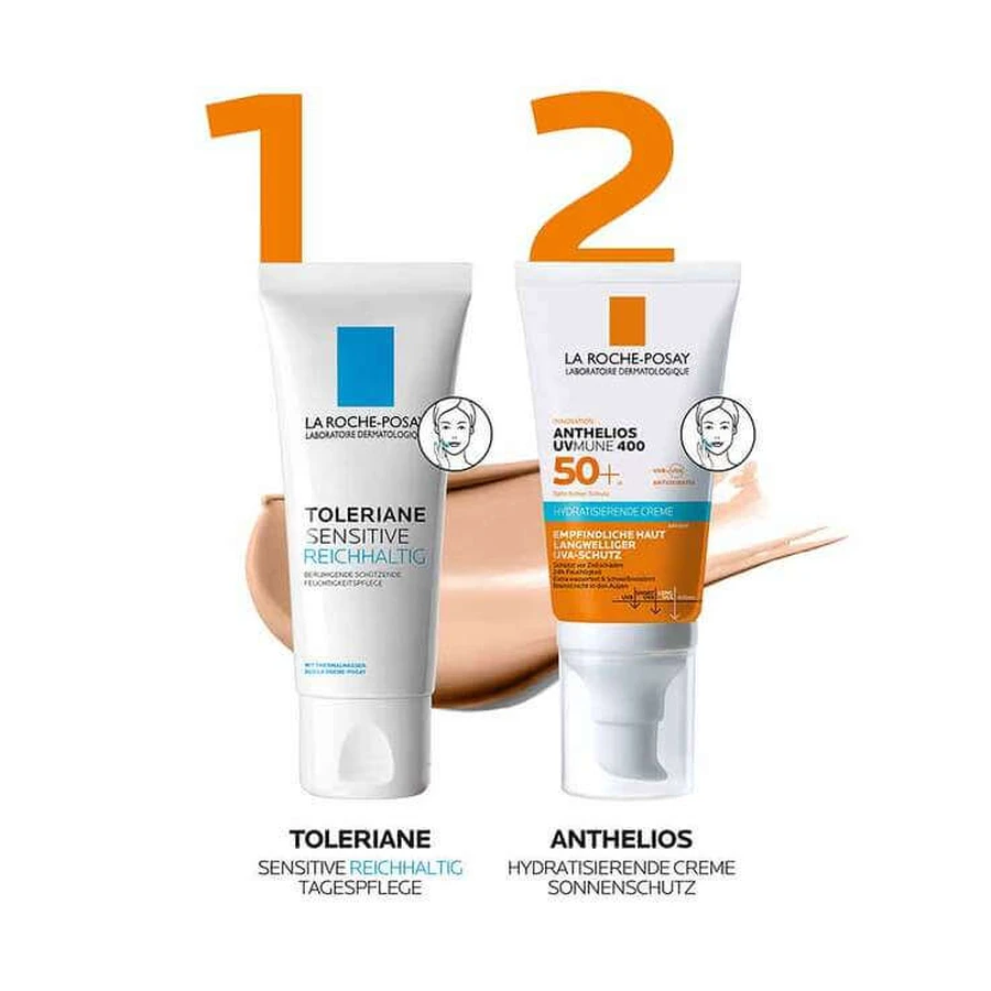 La Roche-Posay Anthelios getinte vochtinbrengende crème SPF 50+, 2 x 50 ml crème