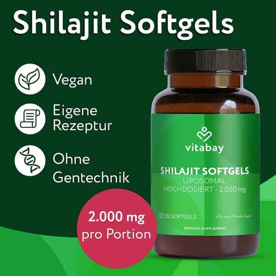 Liposomal Mumijo Shilajit 1000 mg High-Potency Softgels, 120 Softgels