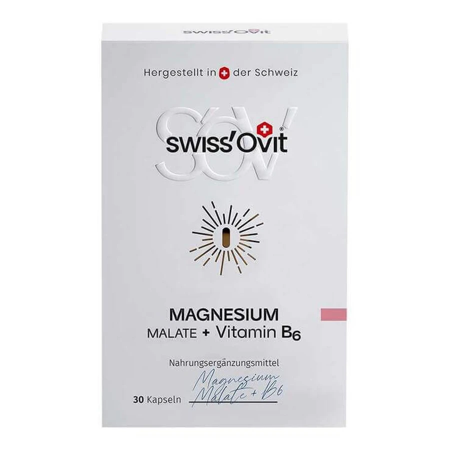 Swissovit: Cápsulas de malato de magnesio + vitamina B6, 30 cápsulas