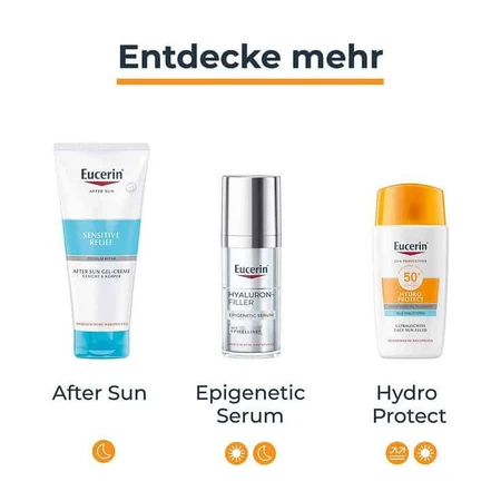 Eucerin Sun Fluid Hydro Protect Visage, protection moyenne SPF 50+, 2 x 50 ml, crème