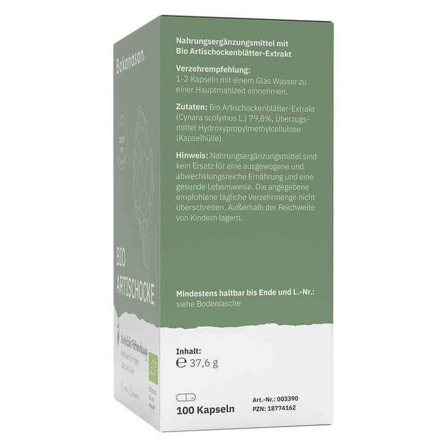 Bakanasan biologische artisjokcapsules, 100 capsules