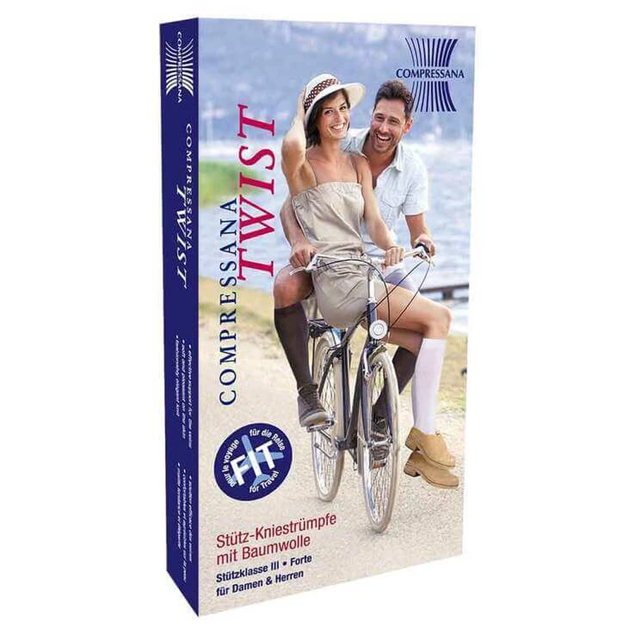 Compressana Twist Knee-High Socks, Size 44-46, White, 2 pairs, as available