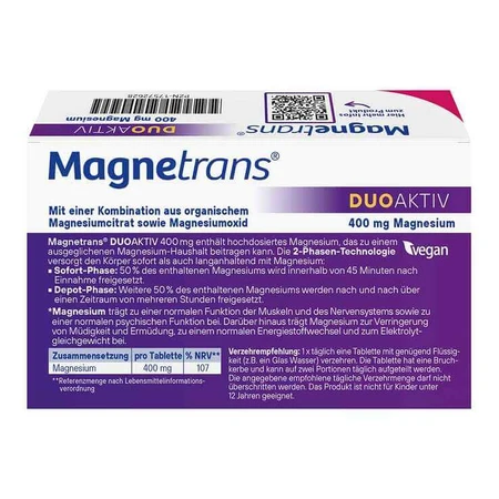 Comprimidos Magnetrans duo-aktiv de 400 mg, 100 comprimidos