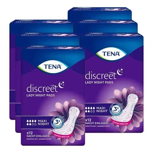 Serviettes de nuit discrètes TENA® Maxi pour l'incontinence, 6 x 12 pièces.