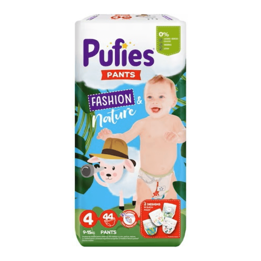 Scutece Pants Maxi Nr. 4, 9-15 Kg Fashion & Nature, 44 bucati, Pufies