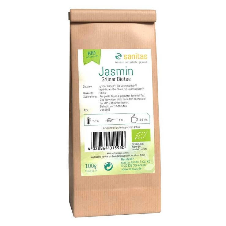Biologische groene jasmijnthee, 100 g thee