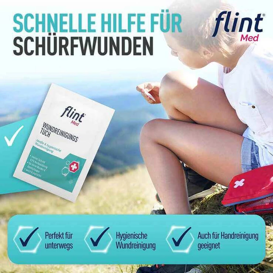 Chusteczki do sterylnego oczyszczania ran Flint Med, 12,5 x 18 cm, 20 sztuk: ceny i cechy