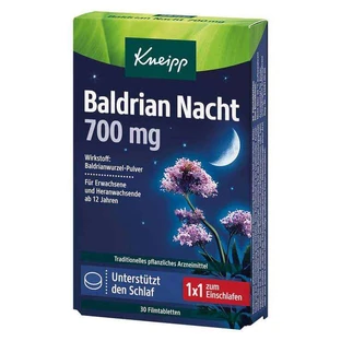 Kneipp Valeriaan Nacht 700 mg filmomhulde tabletten, 30 filmomhulde tabletten