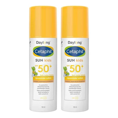 Crème solaire liposomale Cetaphil Sun Kids SPF 50+, lot de 2 flacons de 150 ml