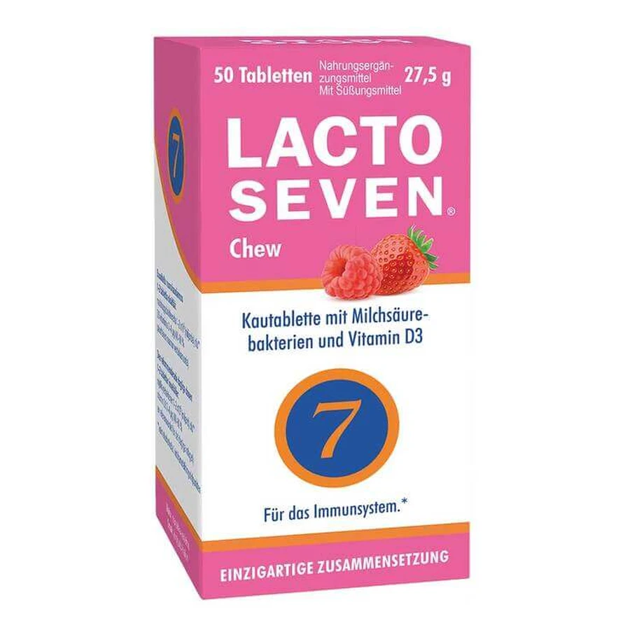 Lacto Seven Chew: lactose-, gluten- en suikervrije kauwtabletten, 50 kauwtabletten