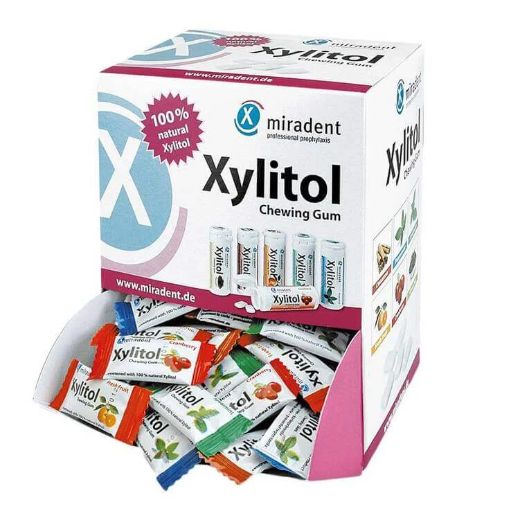MIRADENT Xylitol tandverzorgingskauwgom, gemengd, 200 stuks