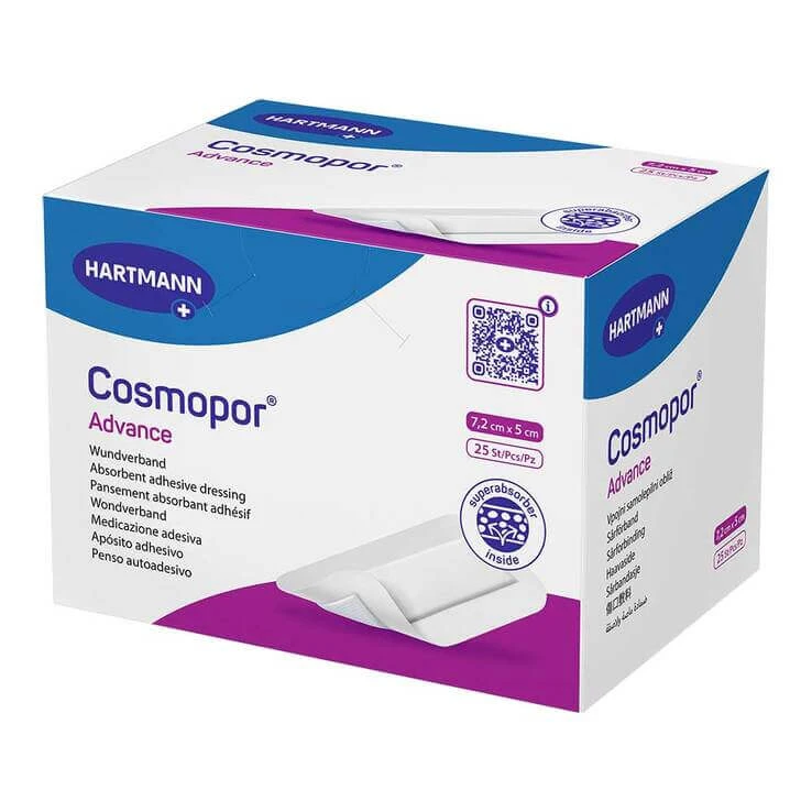 Cosmopor Advance 5 x 7,2 cm, pleisterverpakking van 25 stuks