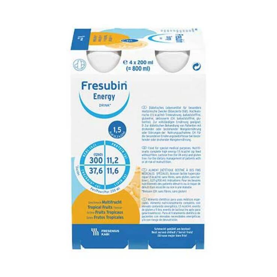 Fresubin Energy Drink Multifruit-fles, 4 x 200 ml oplossing