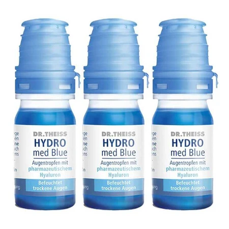Gotas oftálmicas DR. Theiss Hydro med Blue, 3 frascos de 10 ml