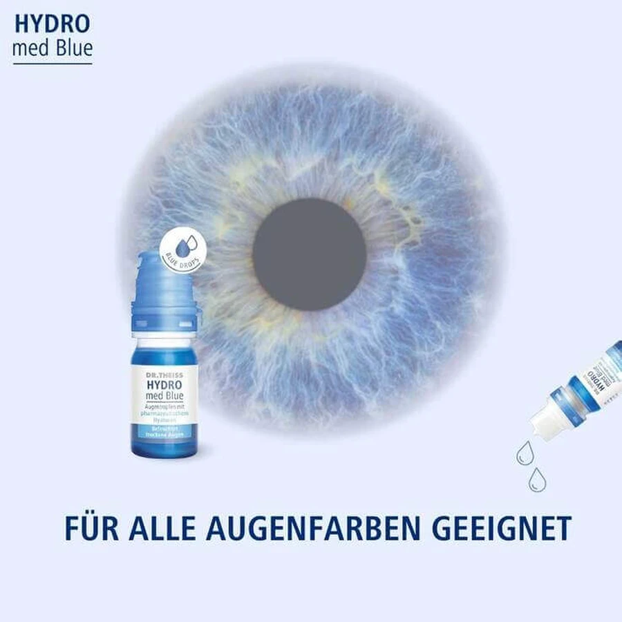 Gotas oftálmicas DR. Theiss Hydro med Blue, 3 frascos de 10 ml