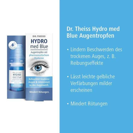 Gotas oftálmicas DR. Theiss Hydro med Blue, 3 frascos de 10 ml
