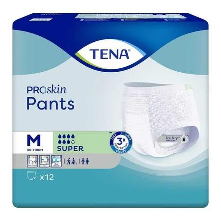 TENA Pants Super M Wegwerpbroekjes voor incontinentie, 12 stuks, zolang de voorraad strekt
