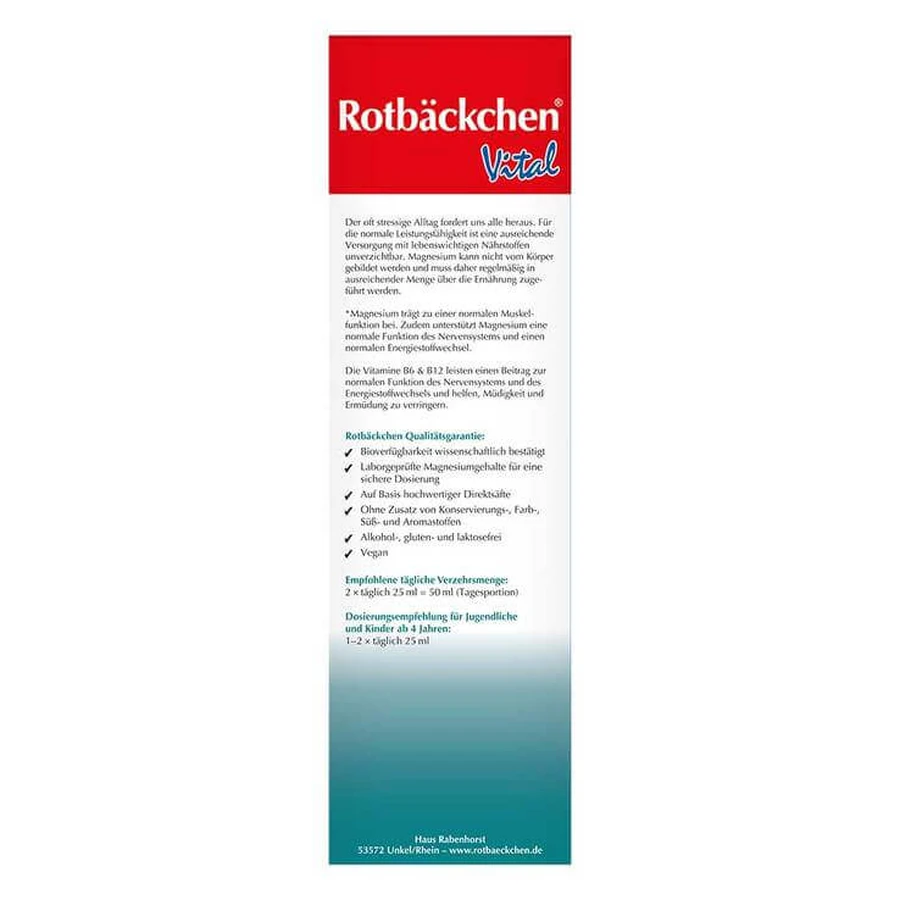 Rabenhorst Rotbäckchen Vital Magnesium-sap, 450 ml sap