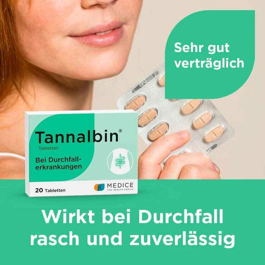Tannalbin®-tabletten tegen diarree, 20 tabletten