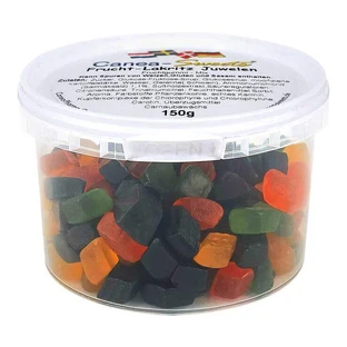 Bonbons aux fruits et à la réglisse, 150 g de bonbons