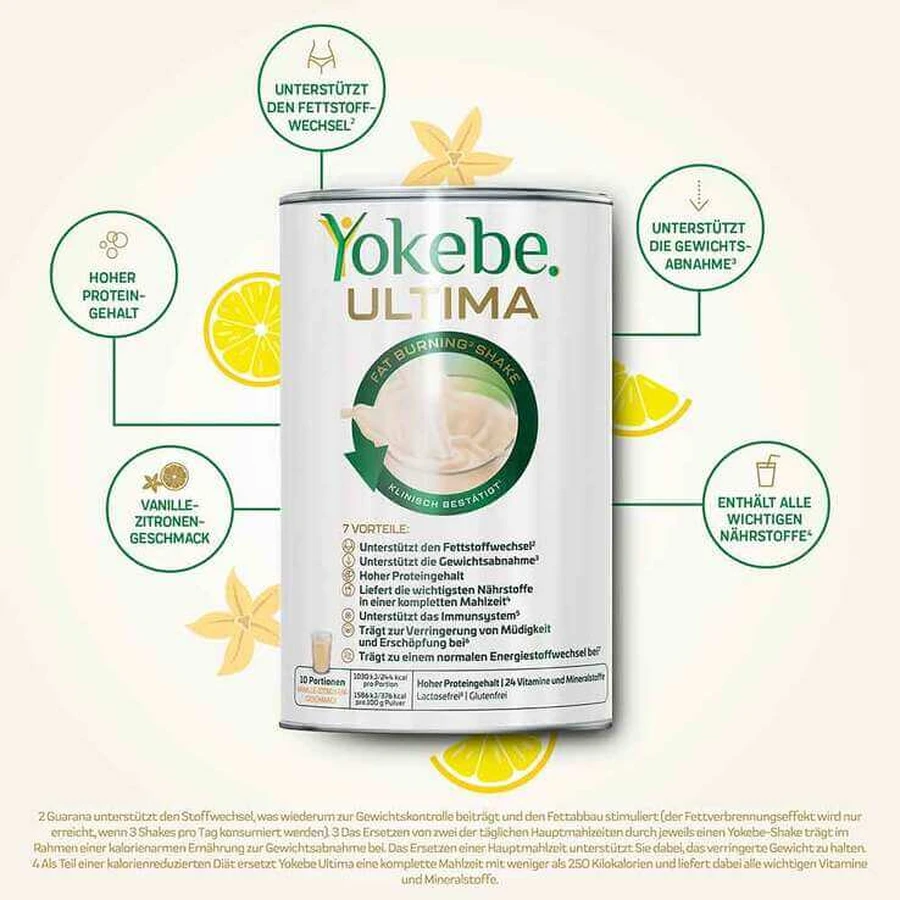 Yokebe Ultima Fat Burning Shake Powder NF, 400 g de polvo