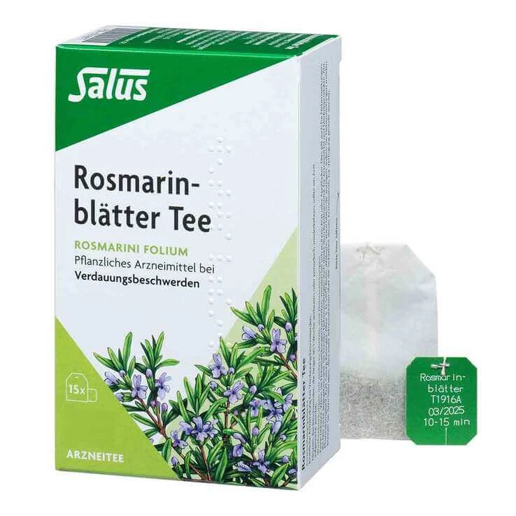 Kruidenthee van rozemarijnbladeren (Rosmarini folium) Salus-theezakjes, 15 theezakjes