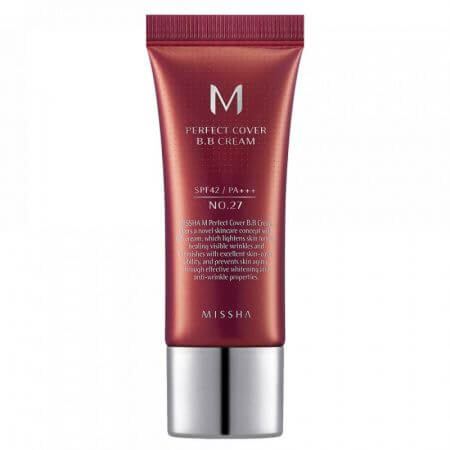 BB Cream M Perfect Cover SPF42/PA+++, tint 27/honey, 20 ml, Missha