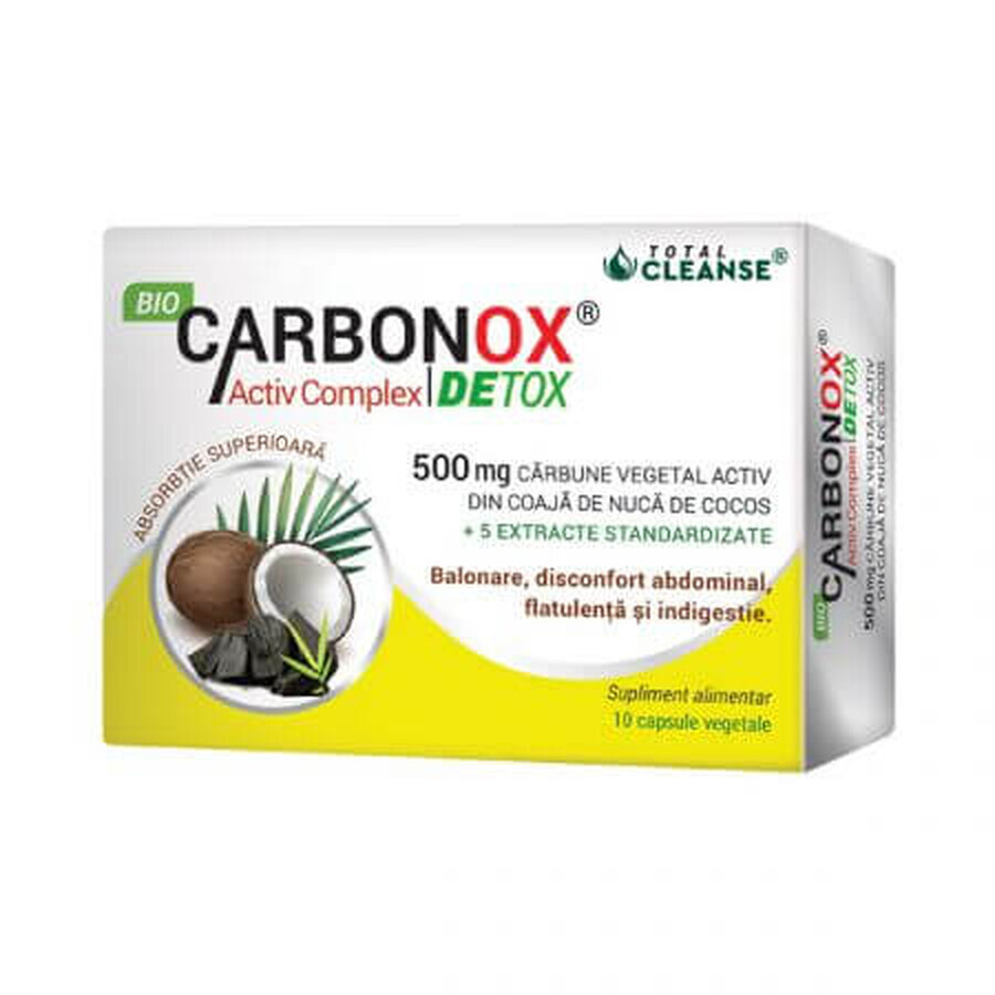 Bio Carbonox Activ Complex Detox, 500 mg, 10 vegetarian capsules, Cosmo Pharm