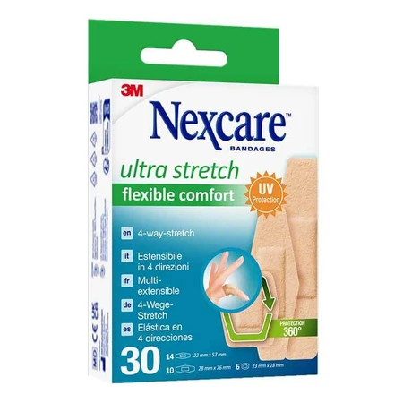 Pansements souples Nexcare Ultra Stretch Comfort, boîte de 30 pansements
