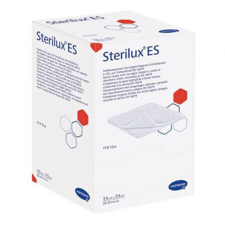 Compresses de gaze stériles Sterilux ES, 7,5 cm x 7,5 cm, 25 sachets, Hartmann